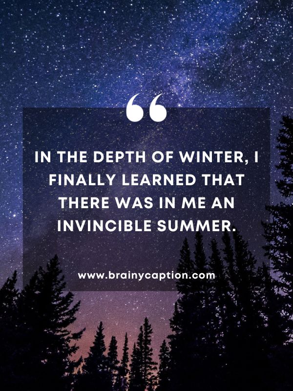 Quote Of The Day 7 January- In the depth of winter, I finally learned that there was in me an invincible summer.
