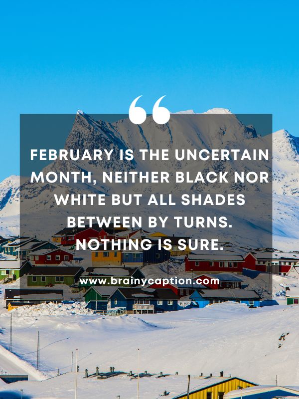 Quote Of The Day February 27- February is the uncertain month, neither black nor white but all shades between by turns. Nothing is sure.