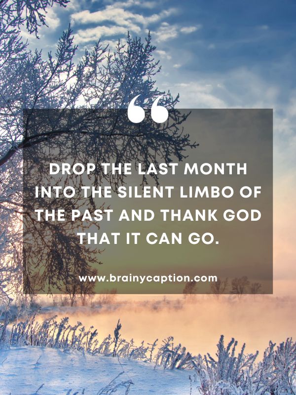 Quote Of The Day January 20- Drop the last month into the silent limbo of the past and thank God that it can go.