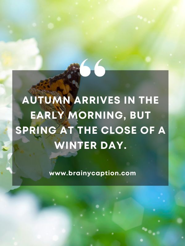 Quote Of The Day March 14- Autumn arrives in the early morning, but spring at the close of a winter day.
