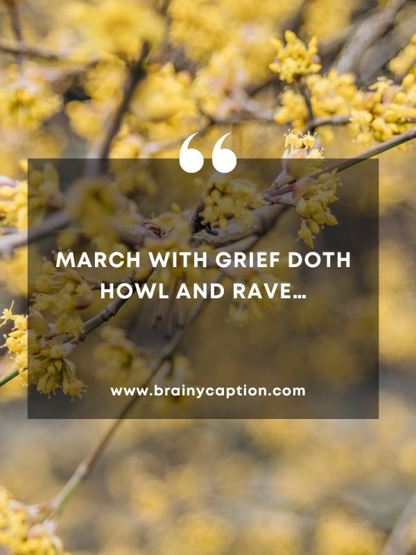 Quote Of The Day March 25- March with grief doth howl and rave…