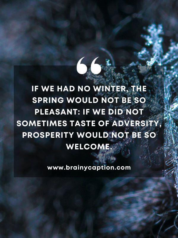 Thought Of The Day January 15- If we had no winter, the spring would not be so pleasant: if we did not sometimes taste of adversity, prosperity would not be so welcome.