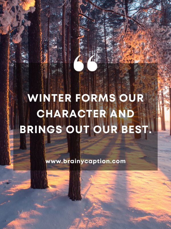 Thought Of The Day January 12- Winter forms our character and brings out our best.