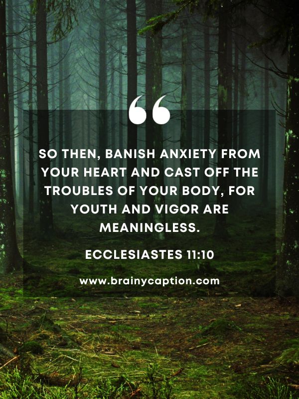 Verses Of The Day 19 January- So then, banish anxiety from your heart and cast off the troubles of your body, for youth and vigor are meaningless.